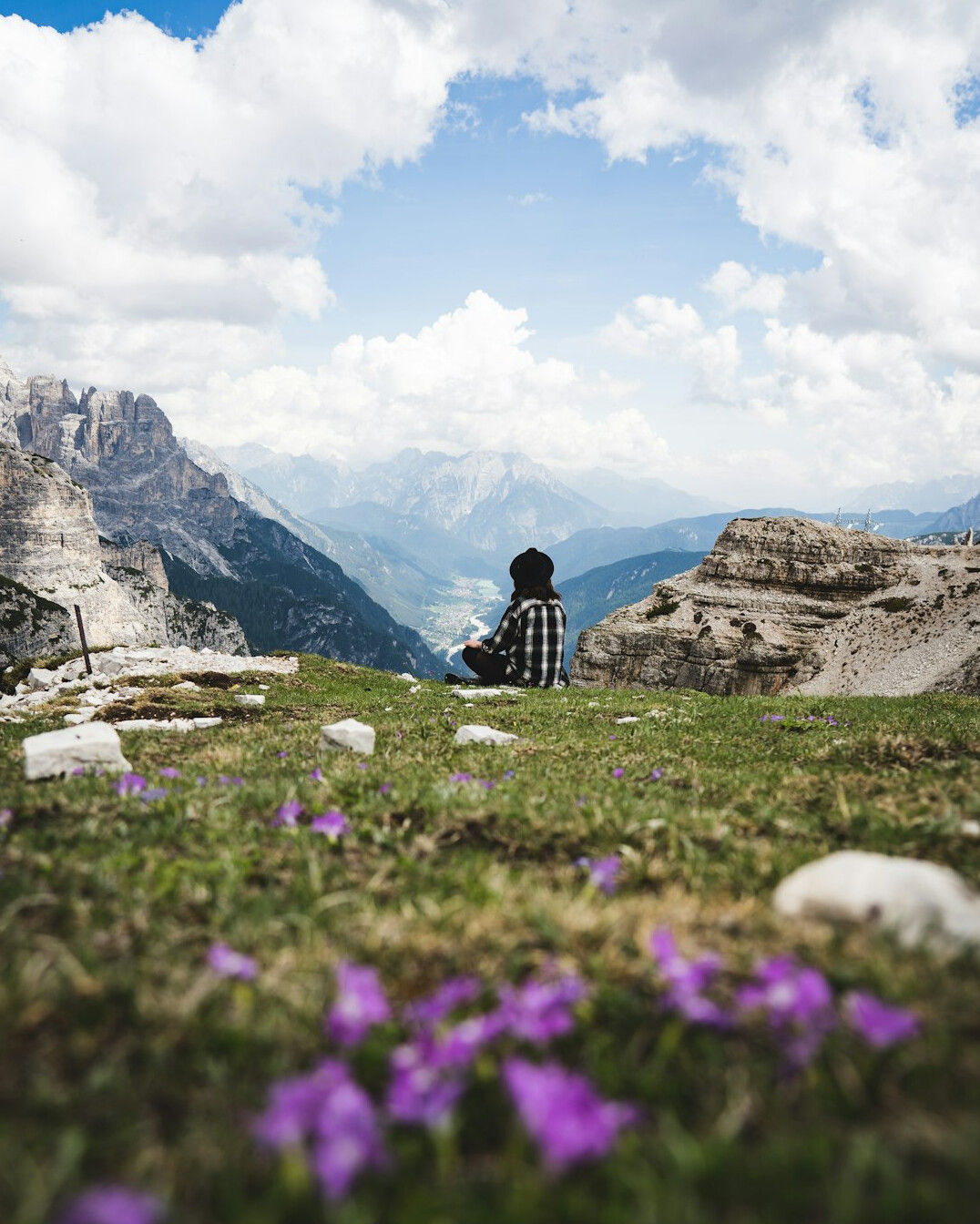 person meditating in nature